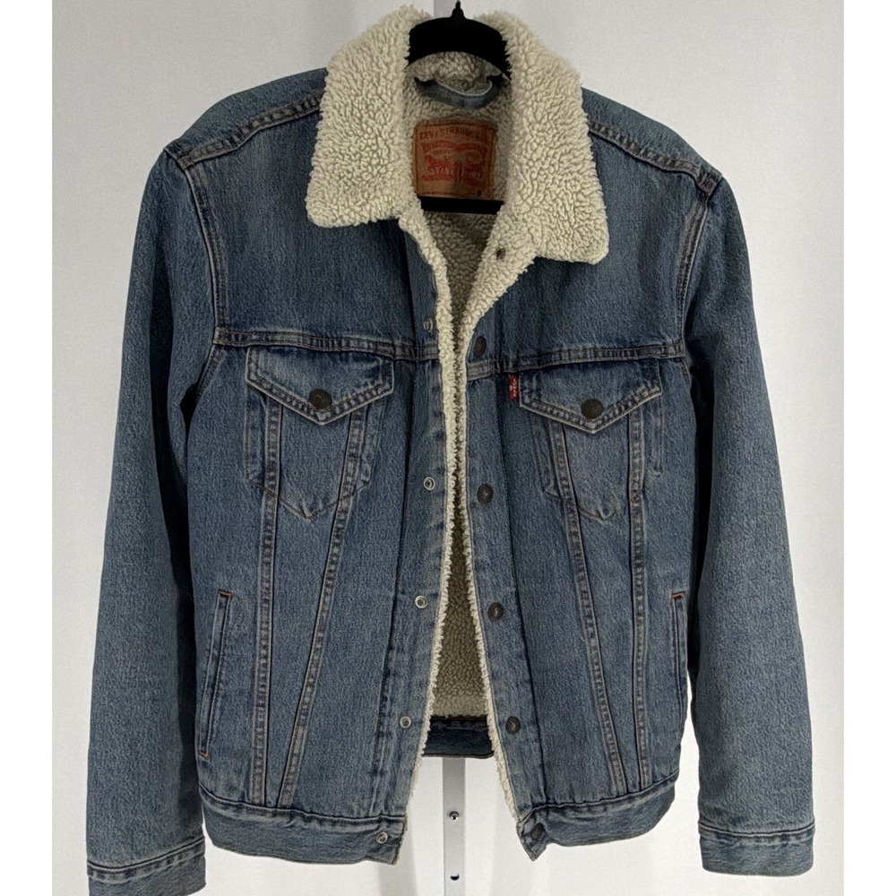 Levi Strauss & Co. Men's Blue Sherpa Lined Denim Trucker Jacket Size M